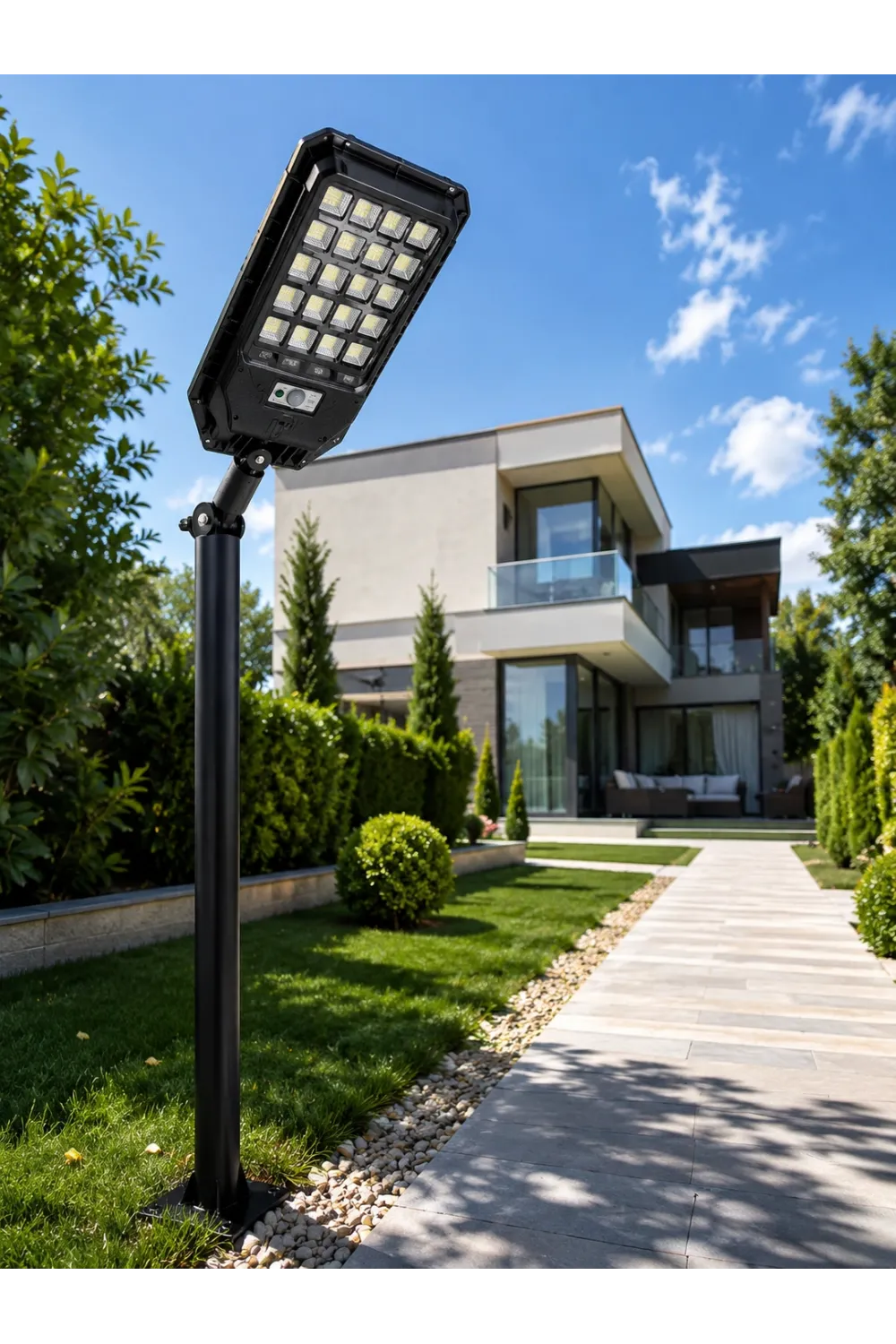 Hareket Sensörlü Solar Led Aydınlatma 3 Modlu Uzaktan Kumandalı Bahçe Lambası