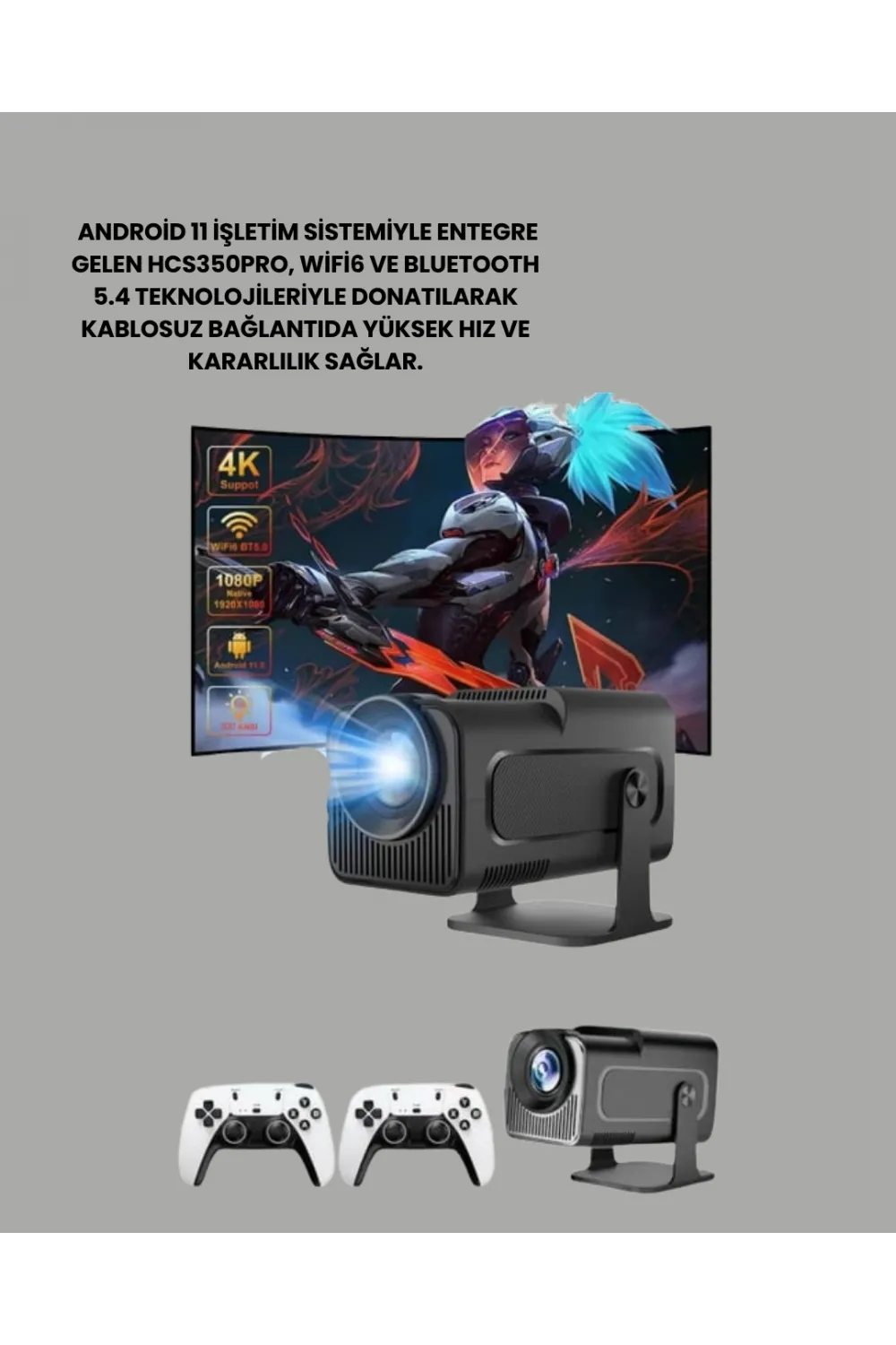 Hcs350pro Android 11 İşletim Sistemli Mini Projektör Yeni Nesil