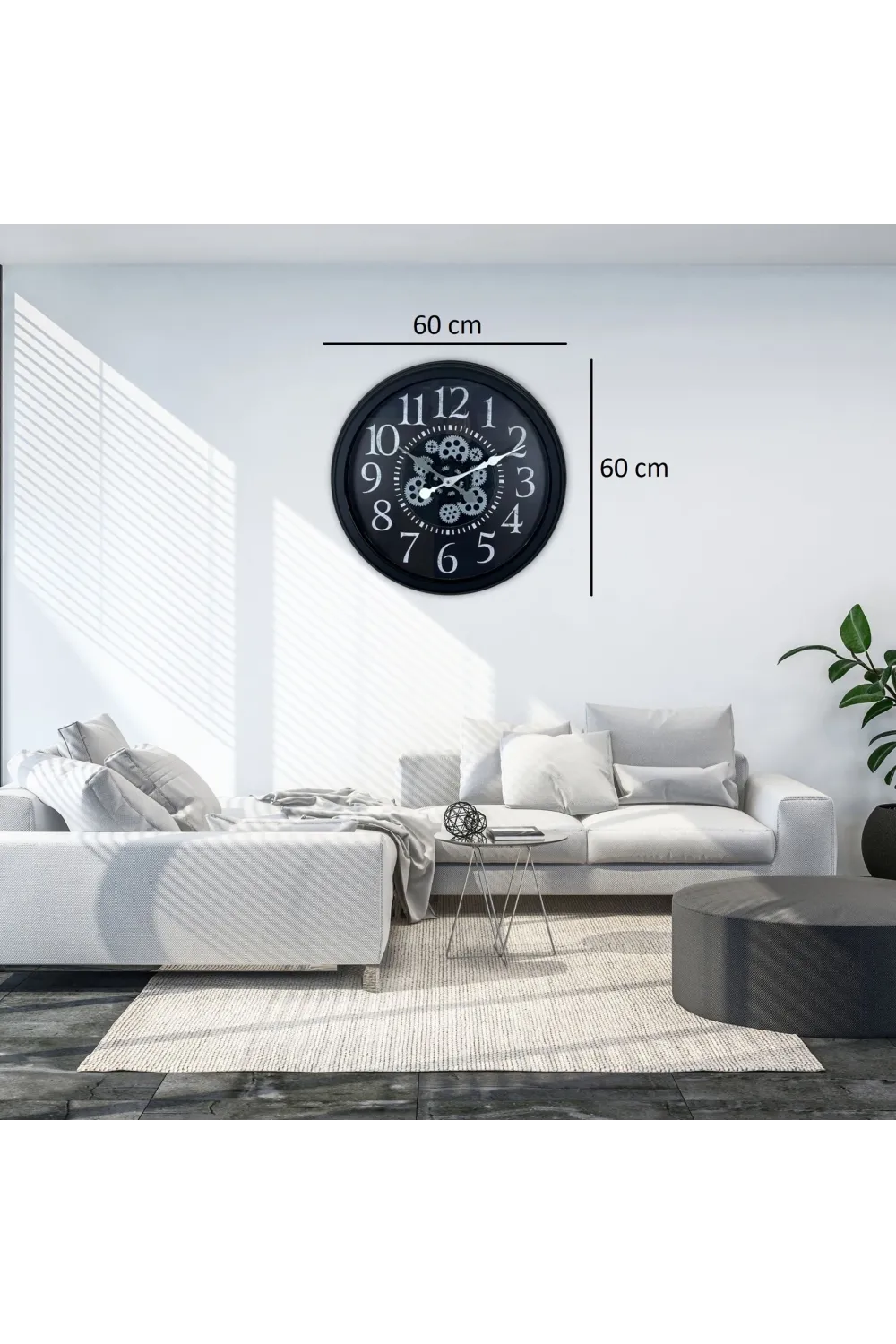 Heritage Black 60 Cm Çarklı Duvar Saati
