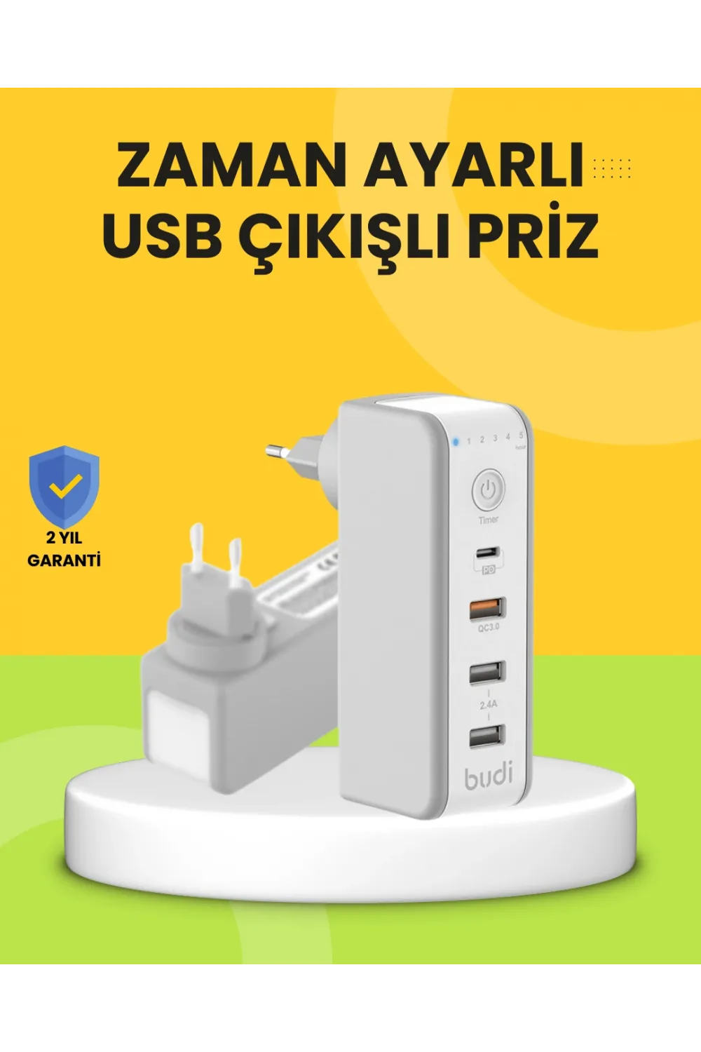 Hızlı Şarj Destekli Zaman Ayarlı Usb Şarj Adaptörü