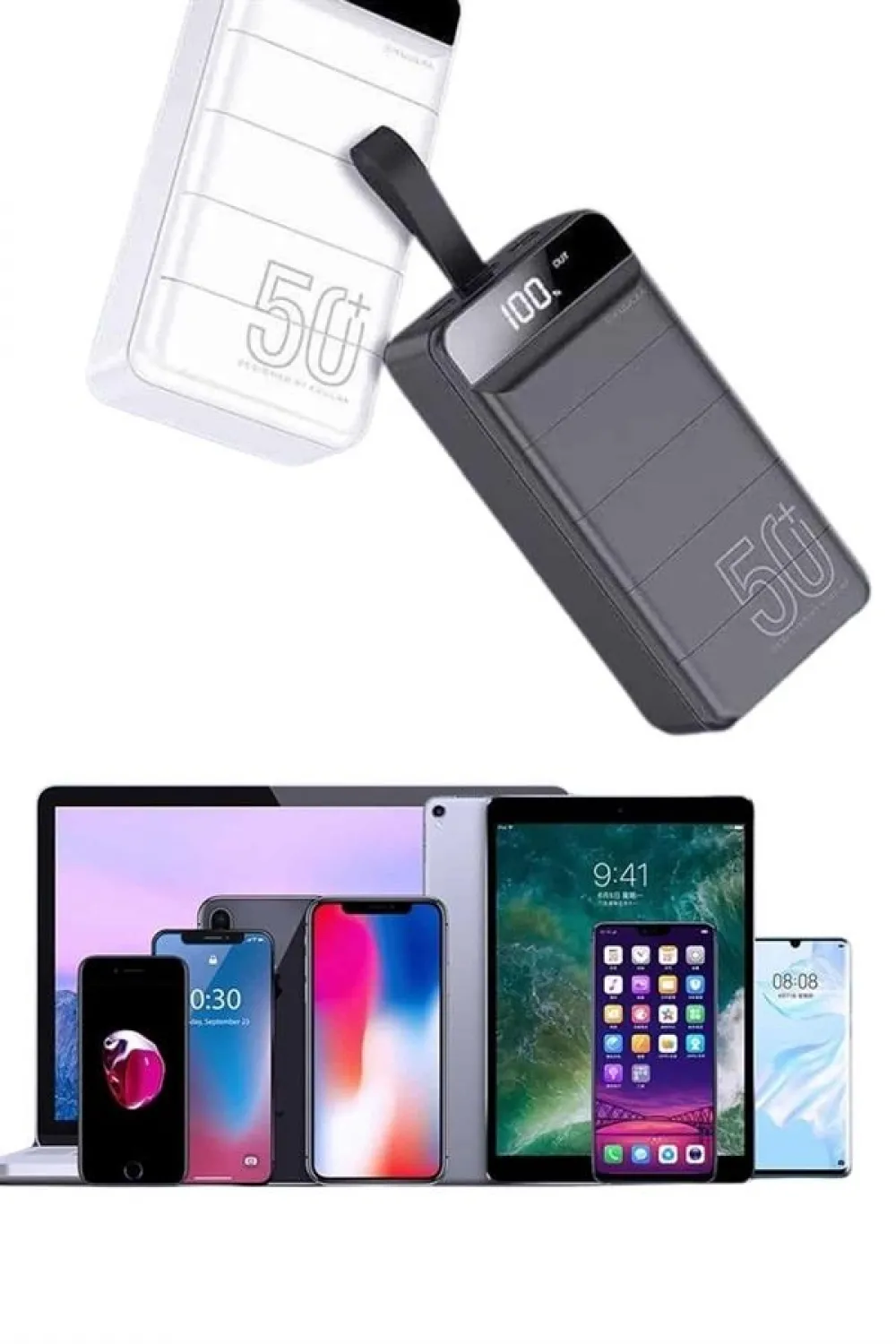 Hızlı Taşınabilir 50.000 Mah Powerbank Led Ekran Android Ve İos Uyumlu