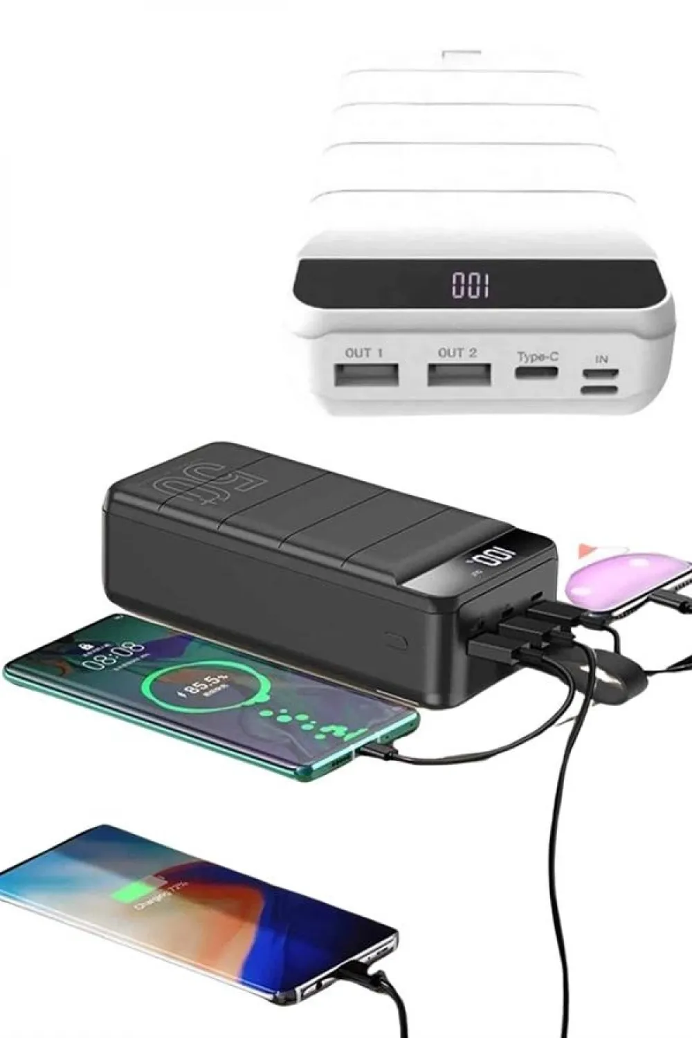 Hızlı Taşınabilir 50.000 Mah Powerbank Led Ekran Android Ve İos Uyumlu