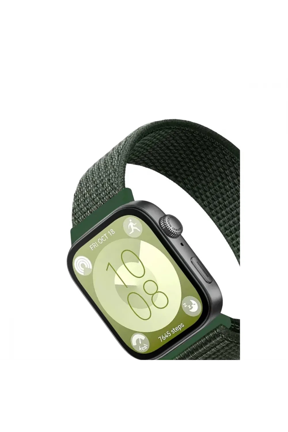 Huawei Fit 4 Hasırlı Cırtcırtlı Kordon (saat Değildir) - Koyu Yeşil