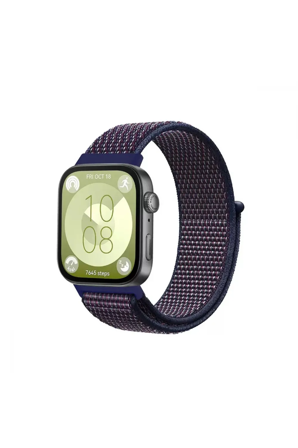 Huawei Fit 4 Hasırlı Cırtcırtlı Kordon (saat Değildir) - Mavi-beyaz