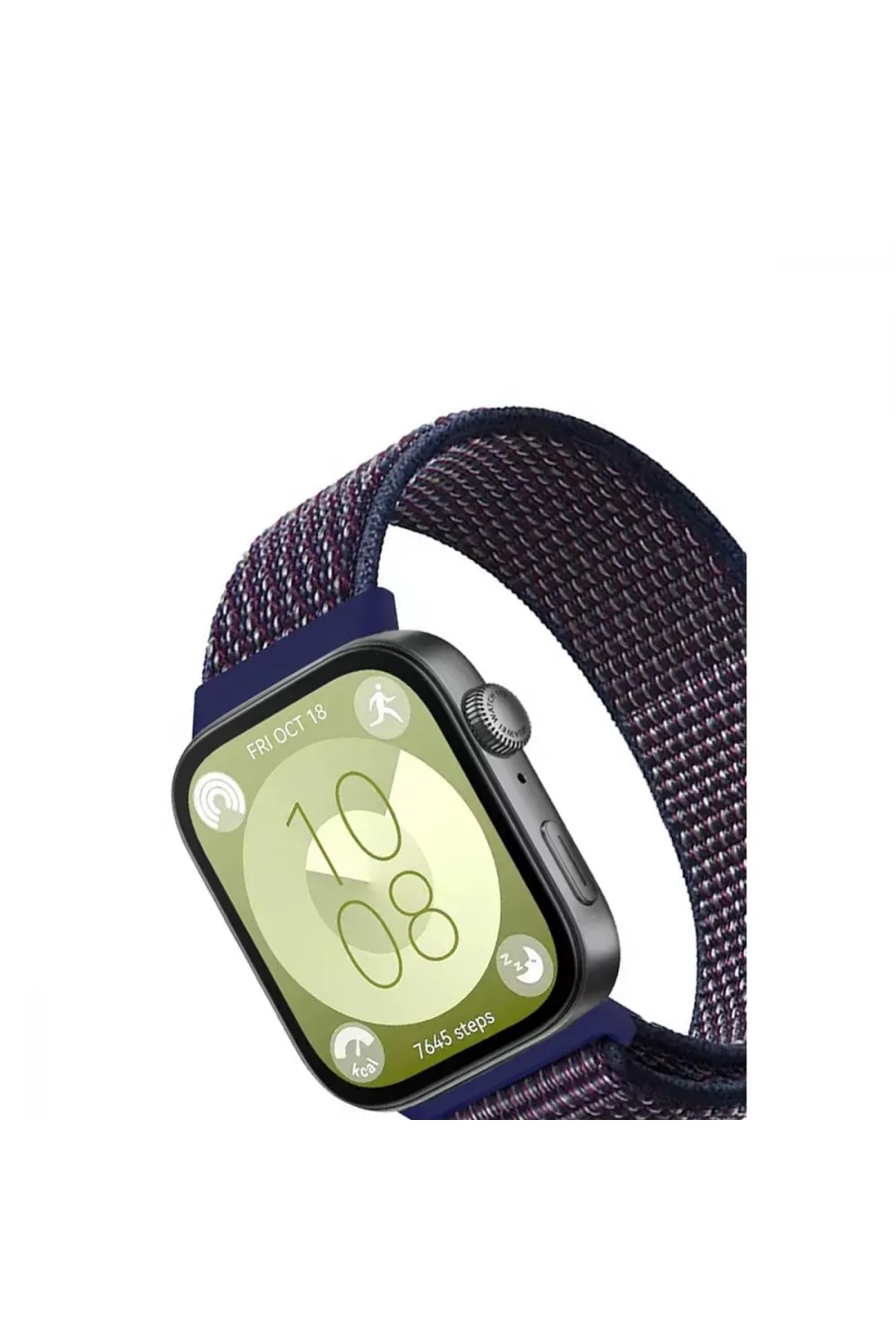 Huawei Fit 4 Hasırlı Cırtcırtlı Kordon (saat Değildir) - Mavi-beyaz