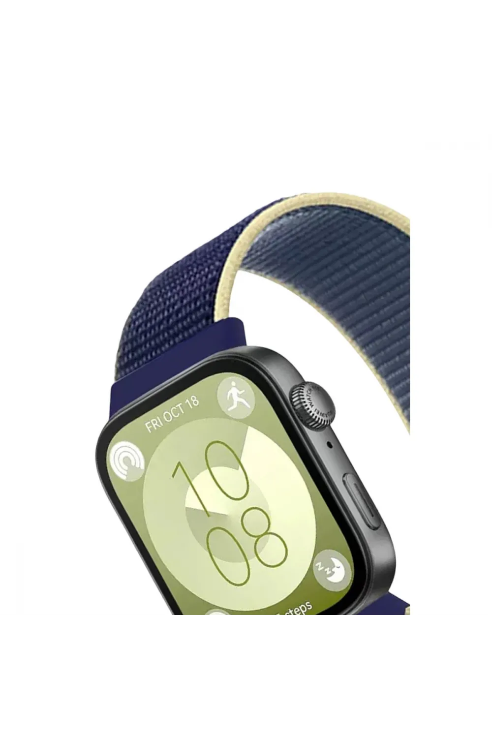 Huawei Fit 4 Hasırlı Cırtcırtlı Kordon (saat Değildir) - Sarı-lacivert