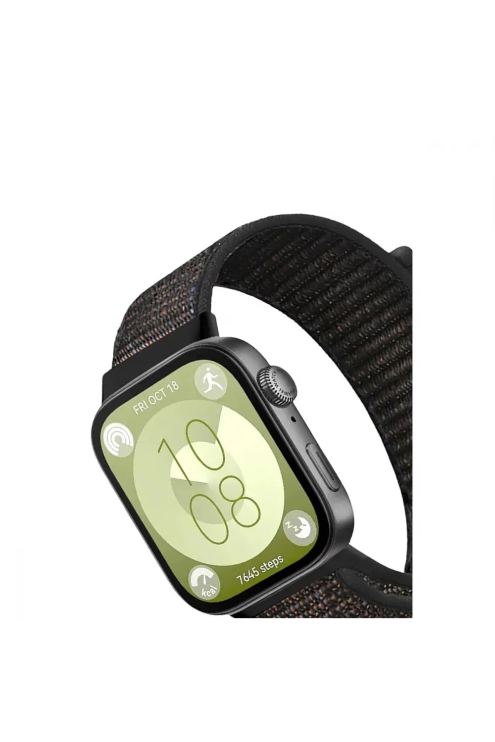 Huawei Fit 4 Hasırlı Cırtcırtlı Kordon (saat Değildir) - Siyah