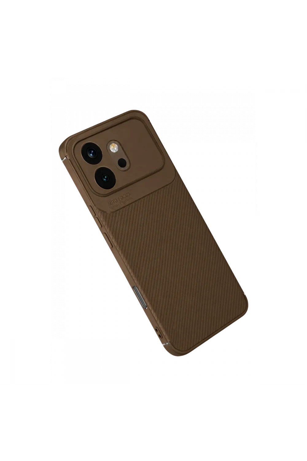 Huawei Honor 600 Auto Focus Karbon Kapak - Kahverengi