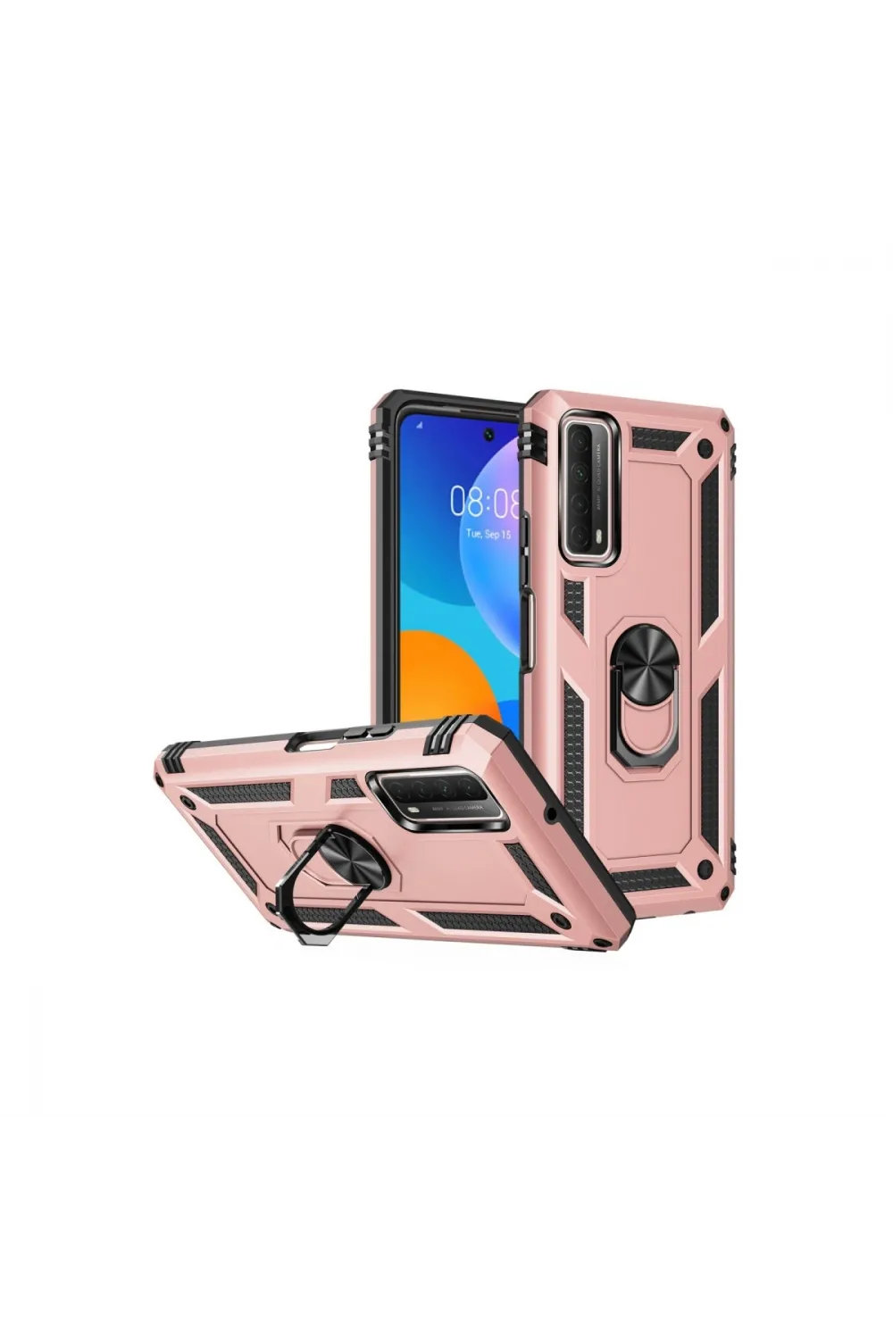 Huawei P Smart 2021 Kılıf Sofya Yüzüklü Silikon Kapak - Rose