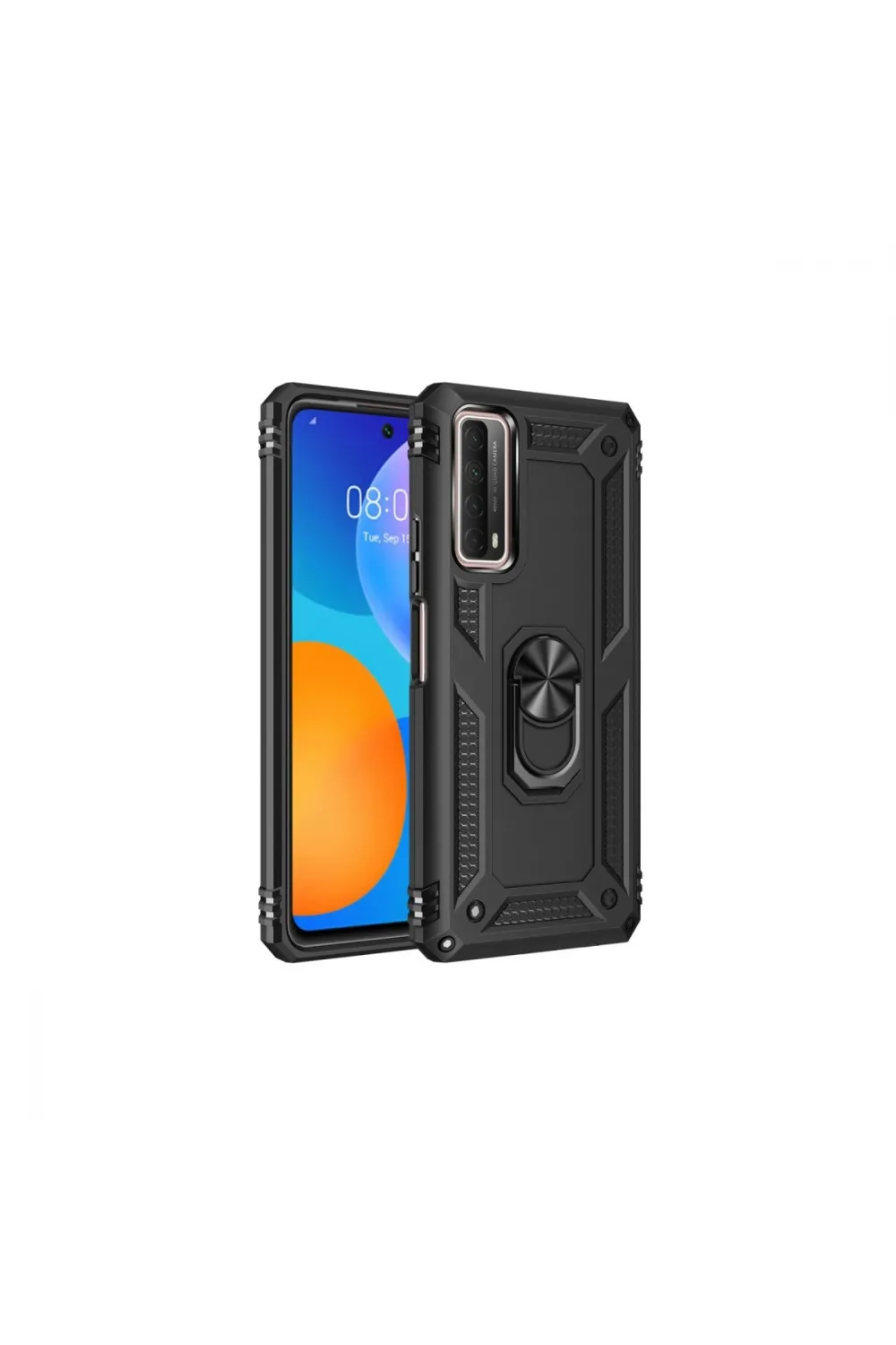 Huawei P Smart 2021 Kılıf Sofya Yüzüklü Silikon Kapak - Siyah