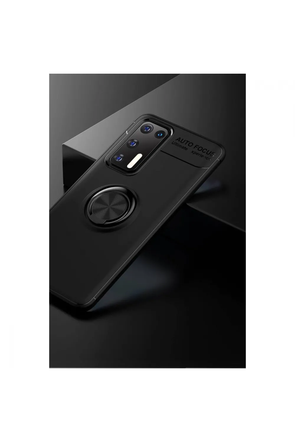 Huawei P40 Kılıf Range Yüzüklü Silikon - Siyah