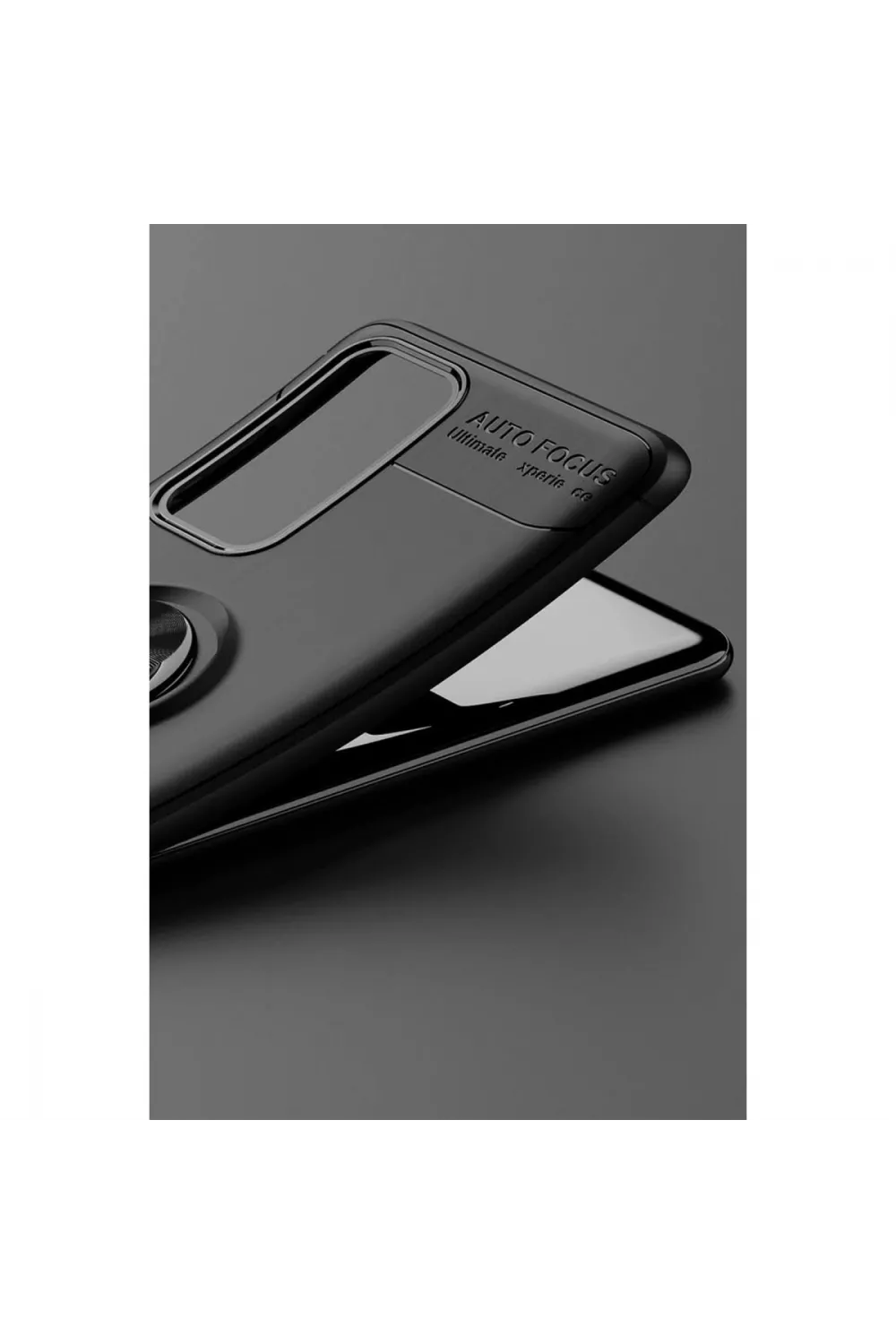 Huawei P40 Kılıf Range Yüzüklü Silikon - Siyah