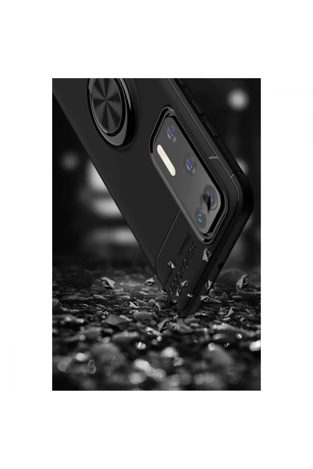 Huawei P40 Kılıf Range Yüzüklü Silikon - Siyah-mavi