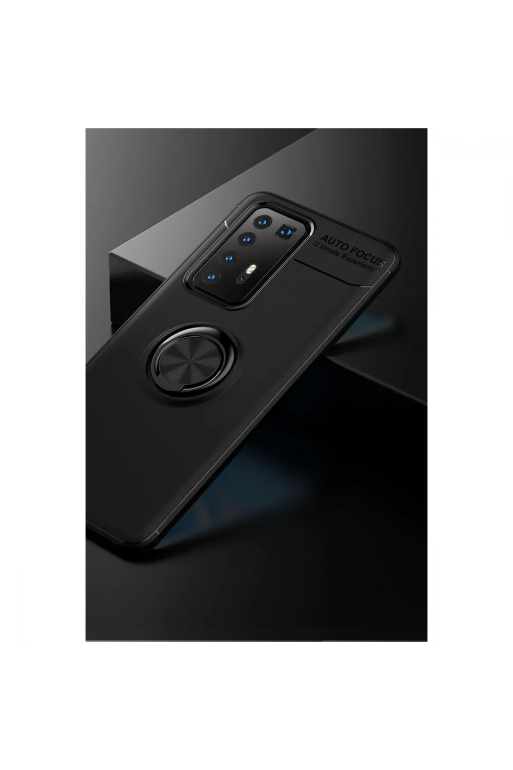 Huawei P40 Pro Kılıf Range Yüzüklü Silikon - Siyah
