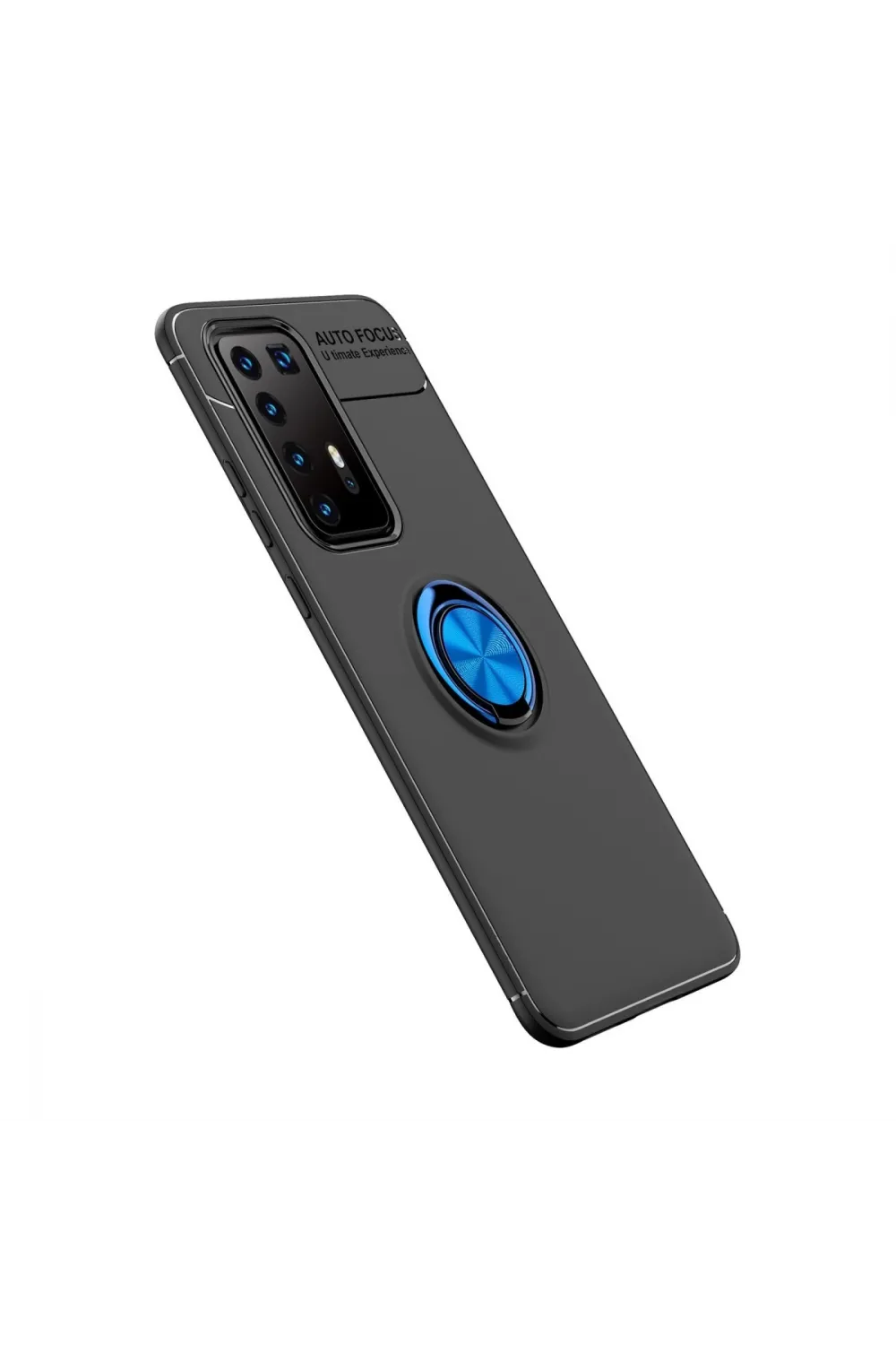 Huawei P40 Pro Kılıf Range Yüzüklü Silikon - Siyah-mavi