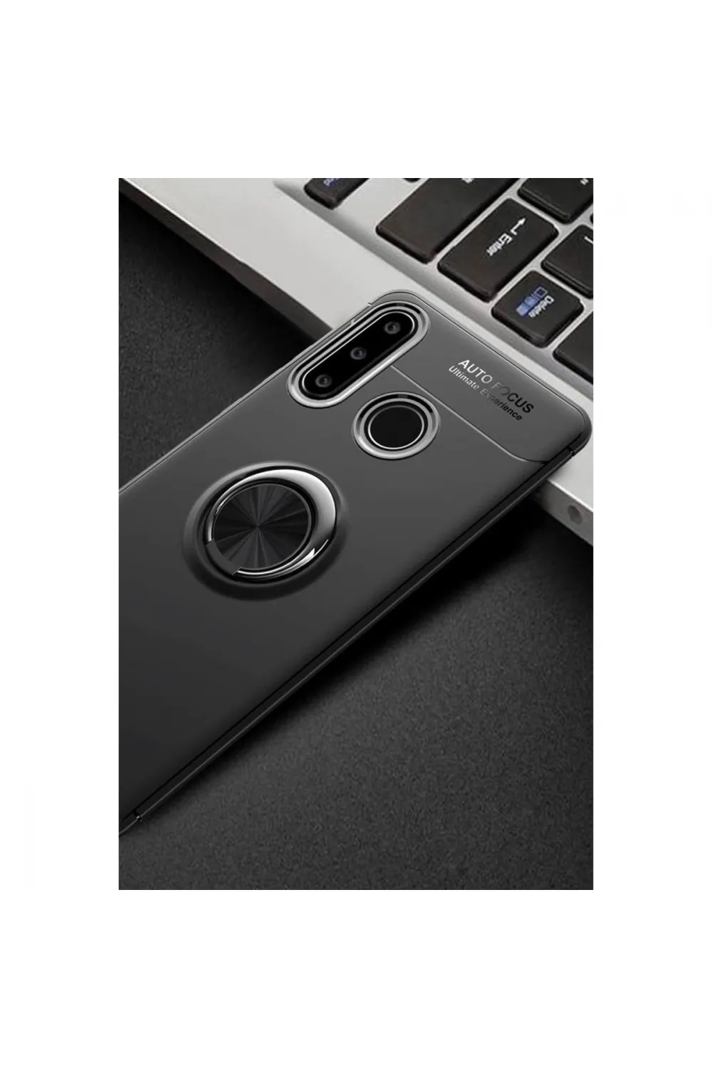 Huawei Y6p Kılıf Range Yüzüklü Silikon - Siyah