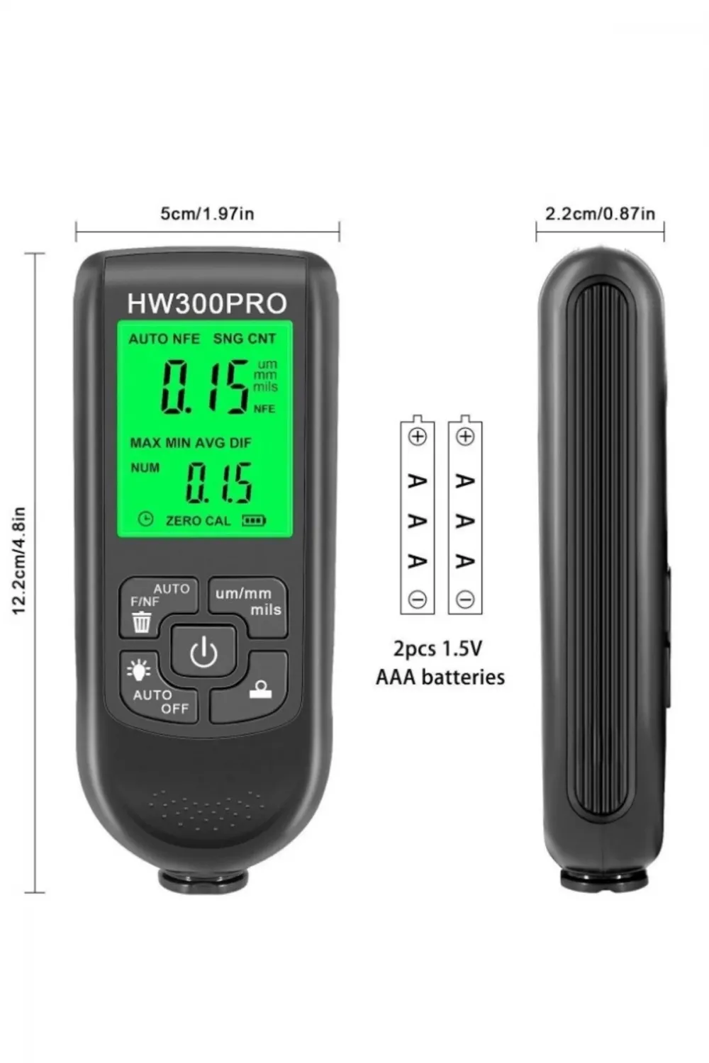 HW300PRO Oto Boya Kalınlık Ölçer Fe NFe 2000µm + 2 Fonksiyonlu Bardak Tutucu Hediyeli