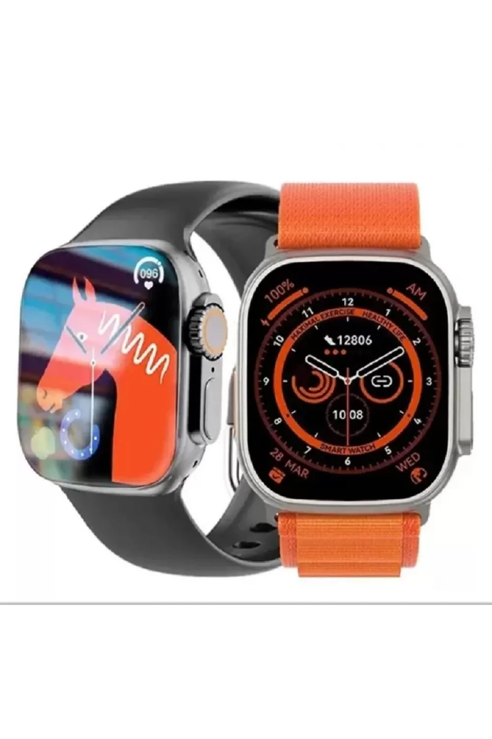 Hw8 Ultra Çift Kordon 49mm  Siri Nfc Bluetooth Arama Konuşma  İos & Android Uyumlu Akıllı Saat