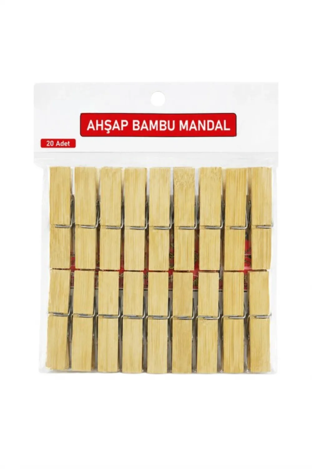Ahşap Bambu Mandal Büyük Boy 20li Paket Dekoratif Fotoğraf Asma ve Çamaşır Mandalı