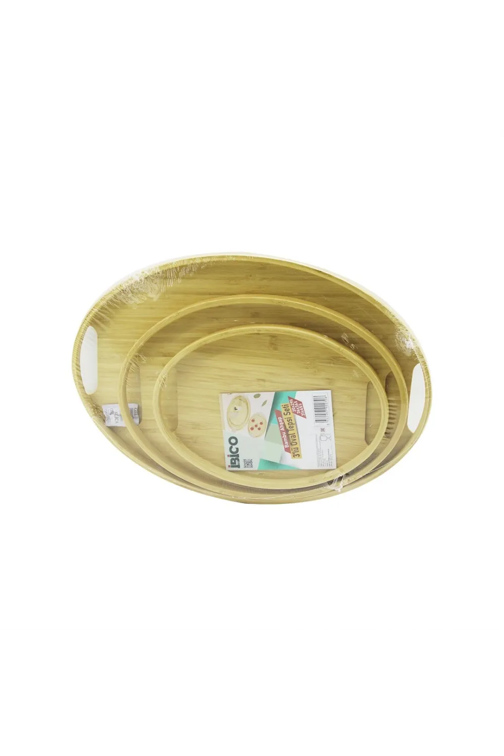 İbico İ22-270 ( 3 Boy ) ( Oval ) ( Bambu Ahşap ) Tepsi Seti ( 20x29 & 26x36 & 31x45cm )*12