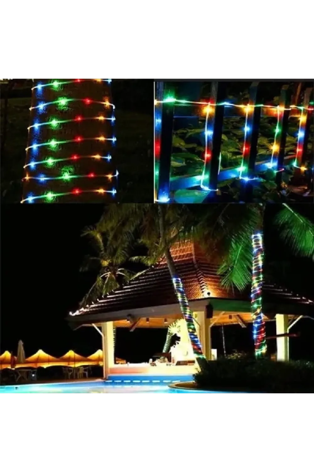 10 Metre 100 LED Solar RGB Işık Şeffaf Kablolu