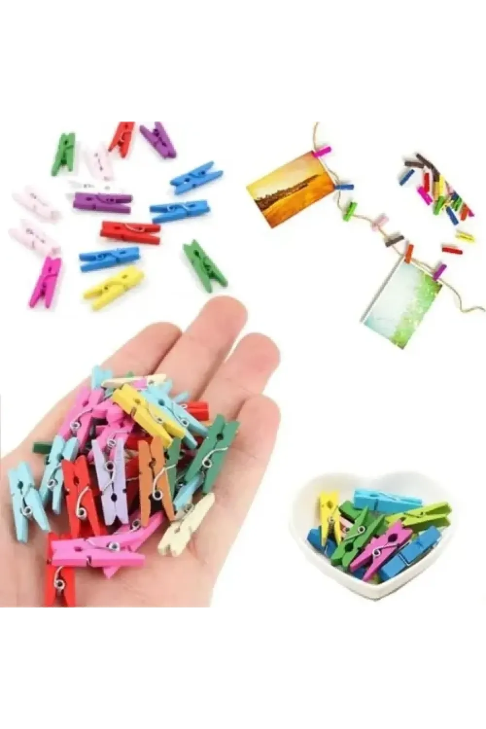 100lü Renkli Ahşap Mandal Seti 2.5 cm