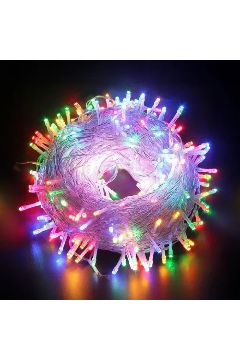 10m 100 Led Boncuk Lamba RGB Işık Şeffaf Kablo