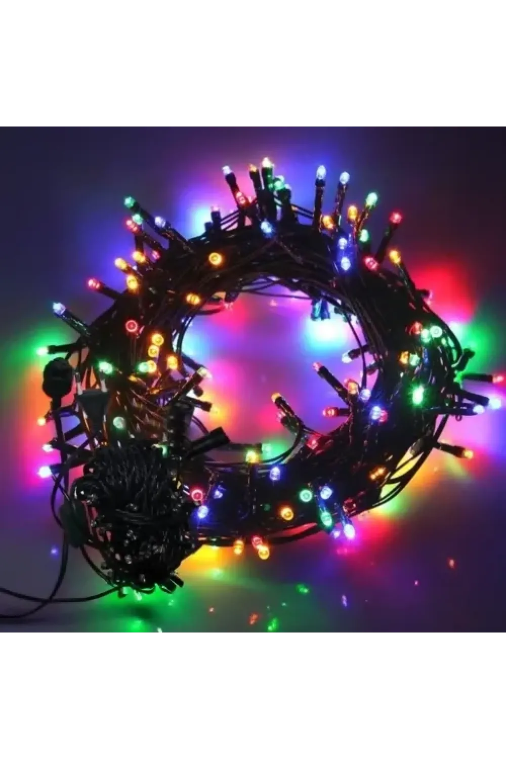 10m 100 Led Boncuk Lamba RGB Işık Siyah Kablo