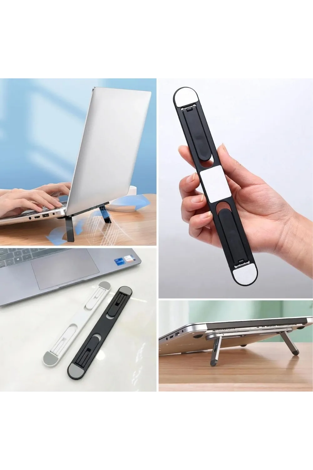 2 Kademeli Katlanabilir Laptop Standı – Kendiliğinden Güçlü Yapışkanlı, Ergonomik Tablet Yükseltici