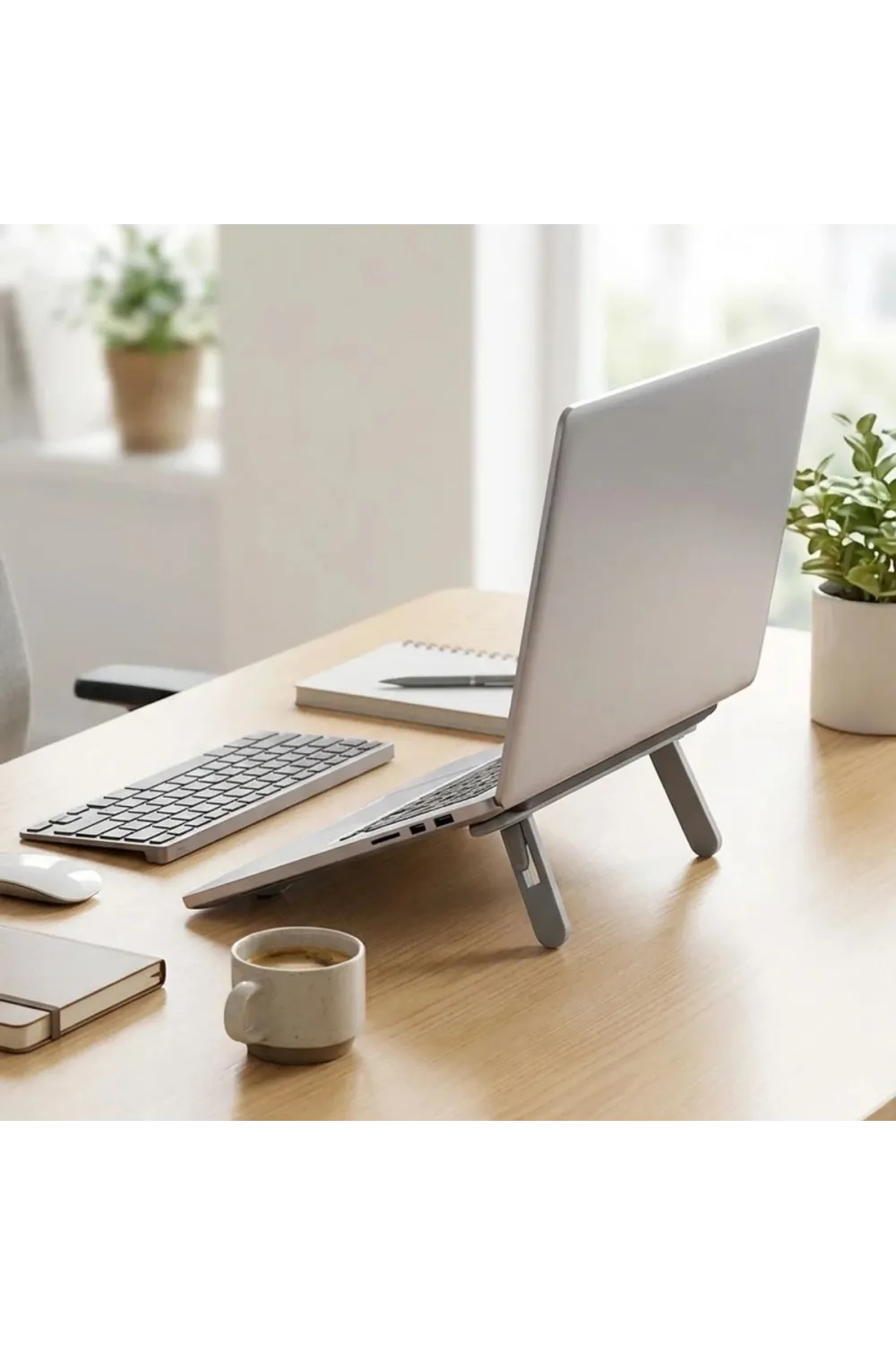 2 Kademeli Katlanabilir Laptop Standı – Kendiliğinden Güçlü Yapışkanlı, Ergonomik Tablet Yükseltici