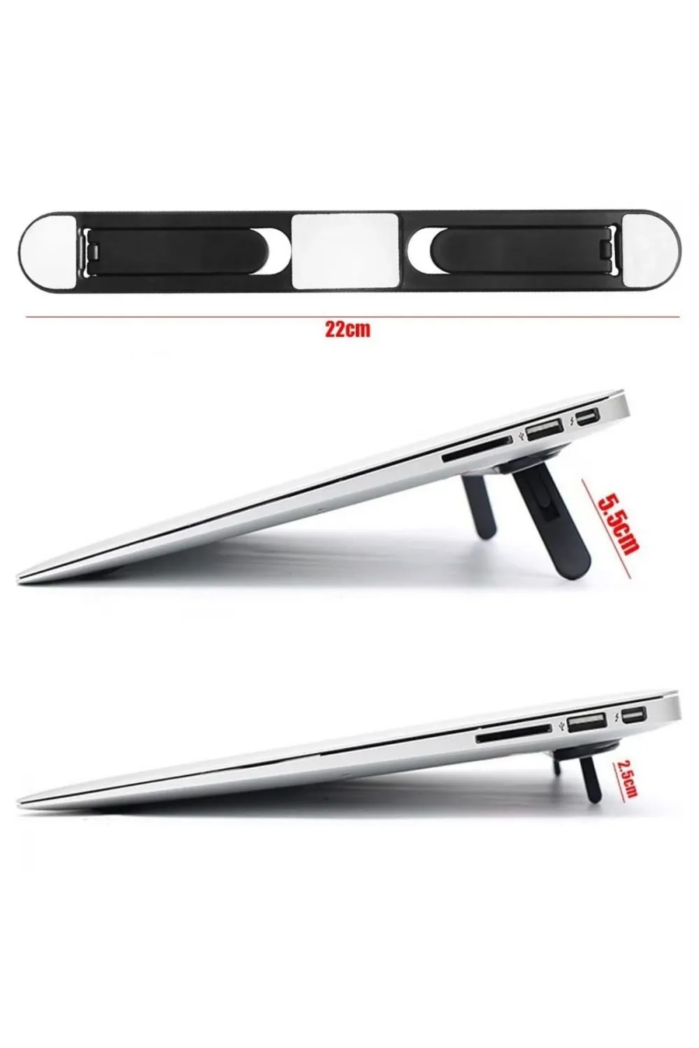 2 Kademeli Katlanabilir Laptop Standı – Kendiliğinden Güçlü Yapışkanlı, Ergonomik Tablet Yükseltici