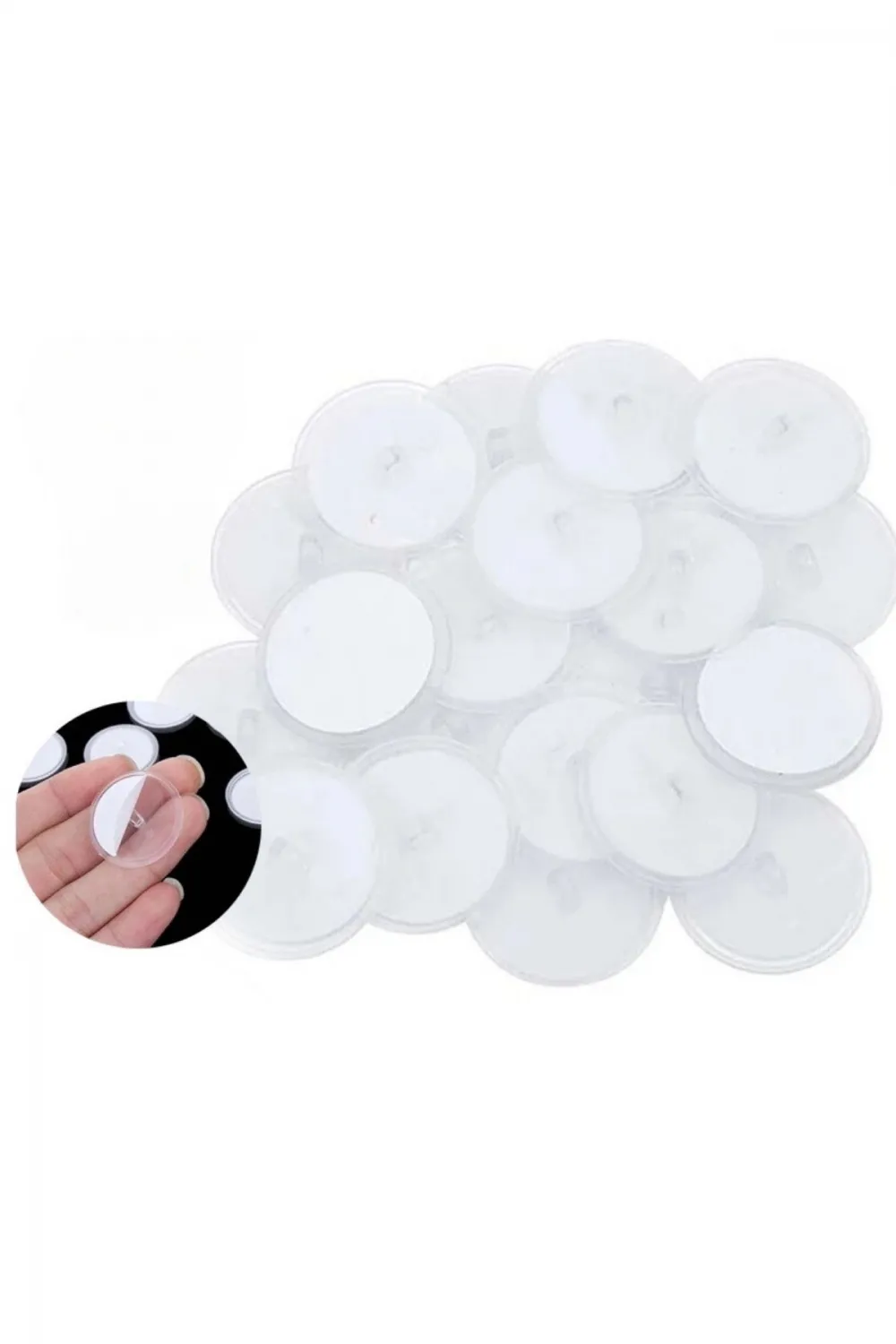 ieg™  20 Adet Şeffaf Yuvarlak 3 Cm Çaplı Güçlü Disk Yapışkanlar