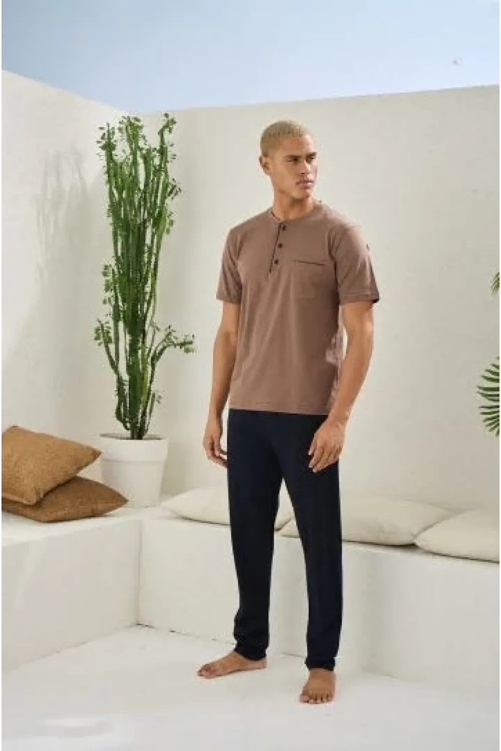 ieg™  2090 Erkek Midi Yaka Pijama Takım