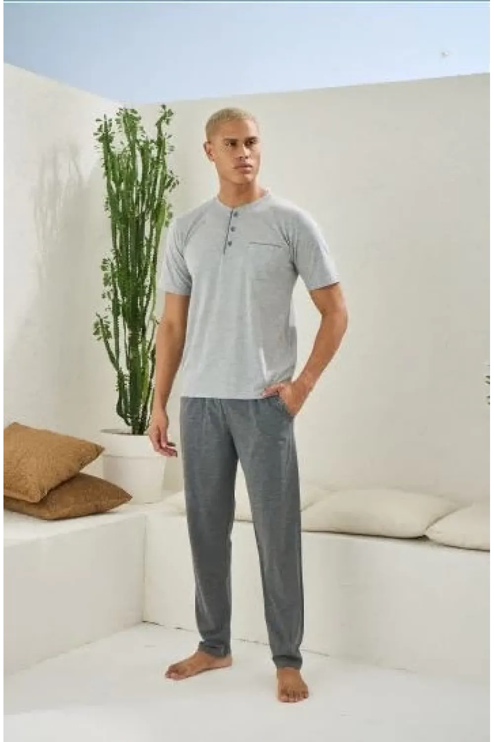 ieg™  2090 Erkek Midi Yaka Pijama Takım