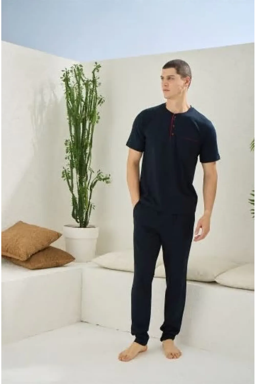 ieg™  2090 Erkek Midi Yaka Pijama Takım