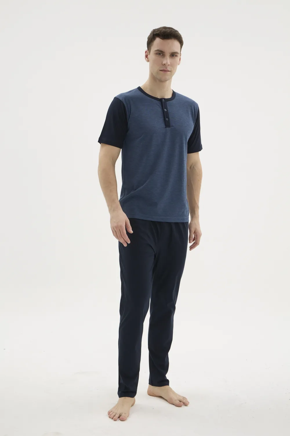ieg™  2205 Erkek Battal Midi Yaka Pijama Takım