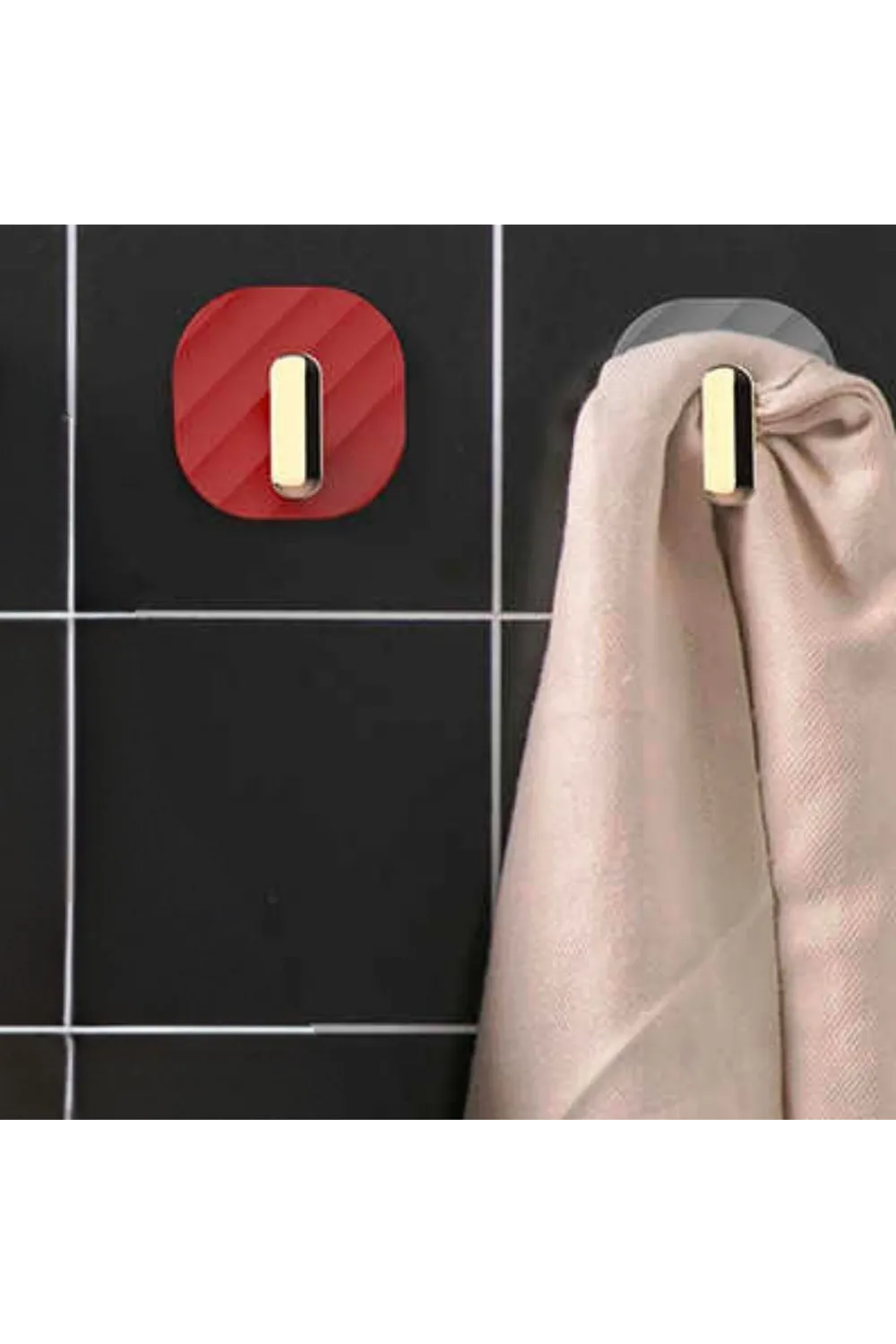 2li Yapışkanlı Retro Askılık Dolap Kapak Kulpu Kırmızı