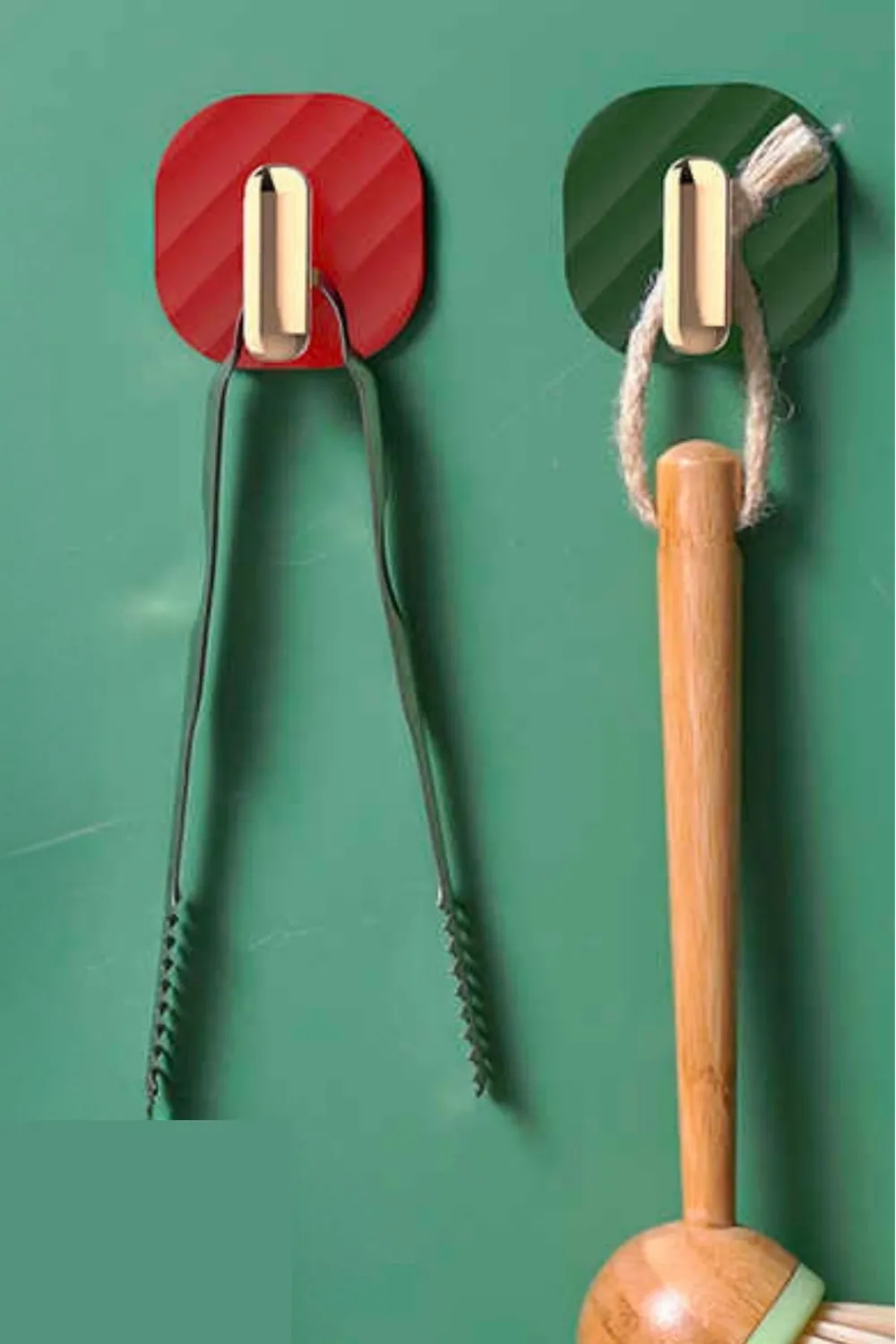 2li Yapışkanlı Retro Askılık Dolap Kapak Kulpu Yeşil