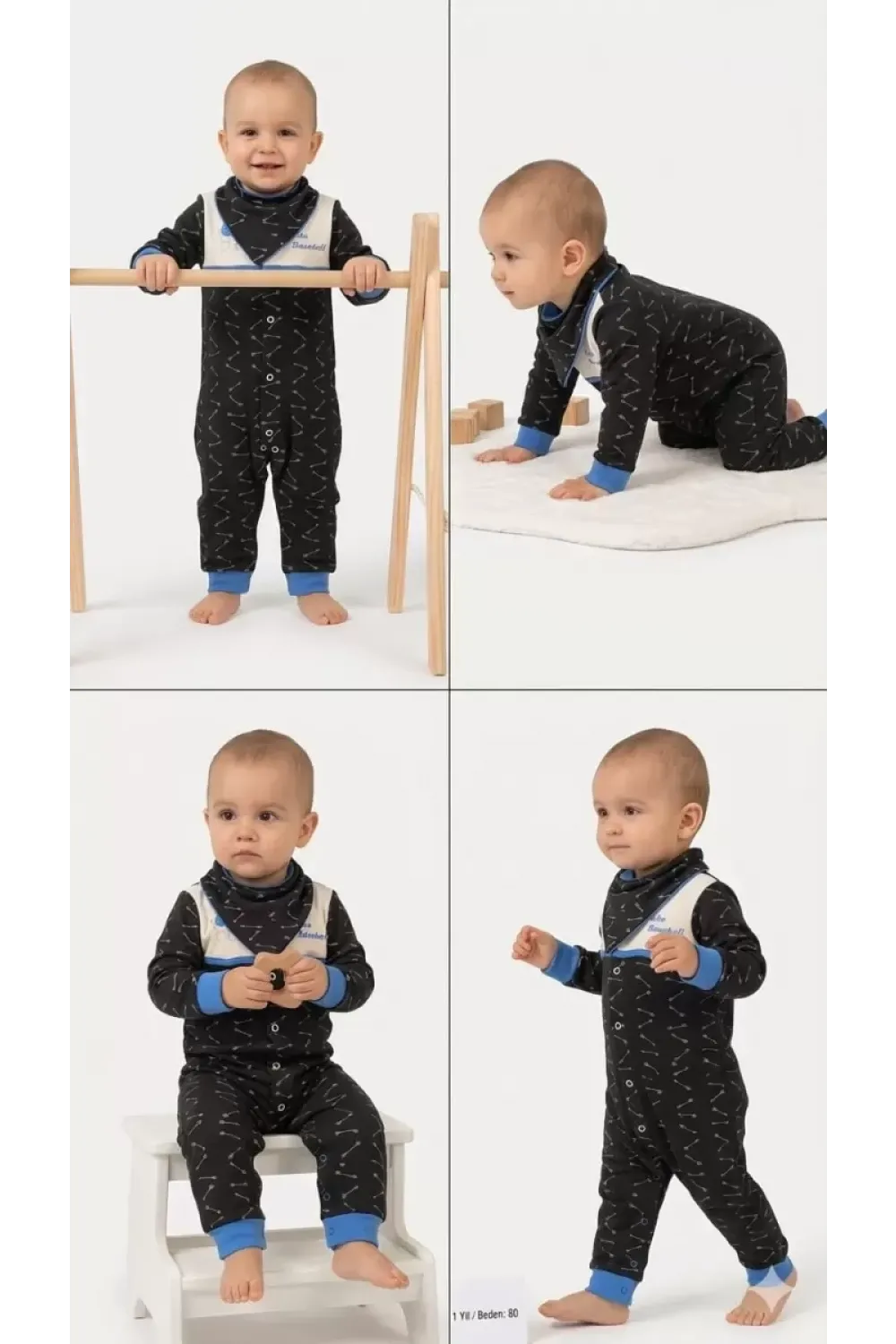 3/12 Ay Fularlı Bebek Tulumu
