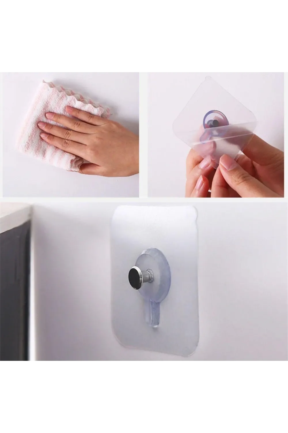 ieg™ 3 Lü Yapışkanlı Mutfak Banyo Raf Tutucu Askı Pin Çerçeve Çok Amaçlı Askısı