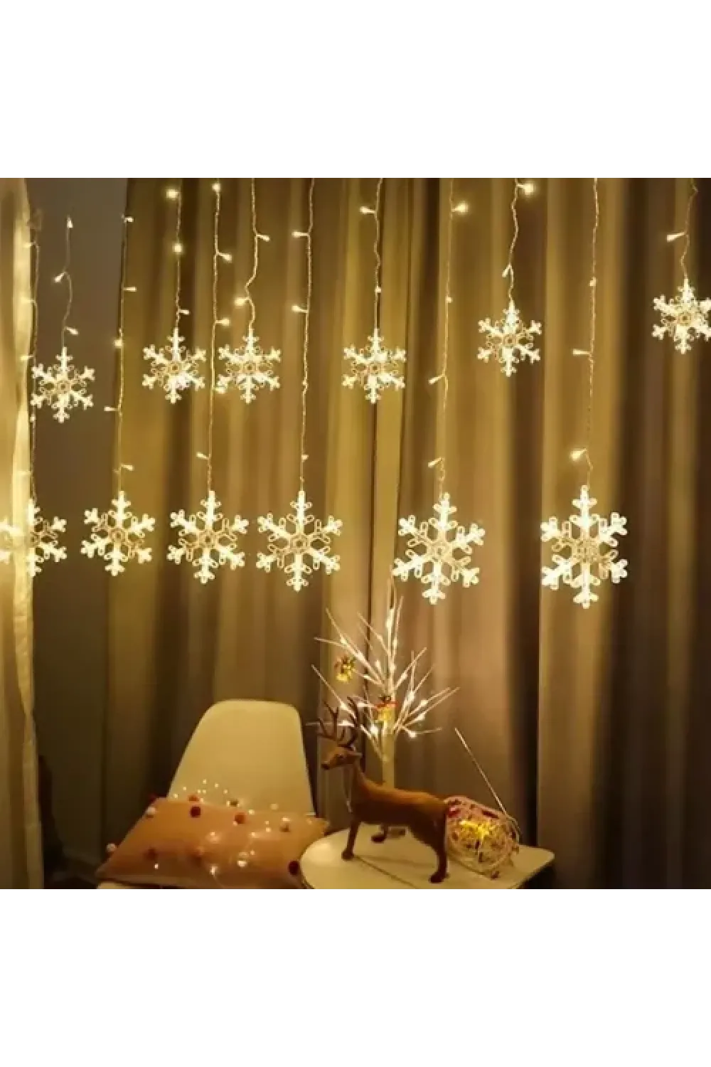 3 Metre Saçaklı Kar Tanesi Perde LED