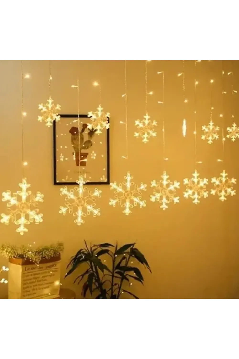 3 Metre Saçaklı Kar Tanesi Perde LED