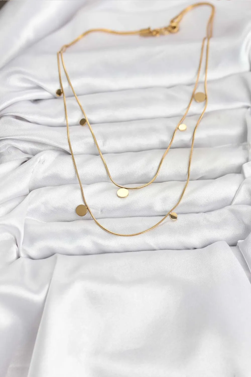 316L Çelik Zincir Gold Renk Pullu Kadın Kolye TJ-BKO10787