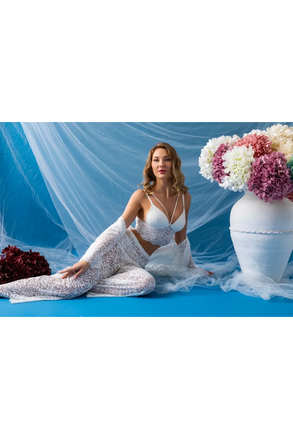 ieg™  32334 Kadın Danteelli Sabahlık Bralet, Pantolon Takım