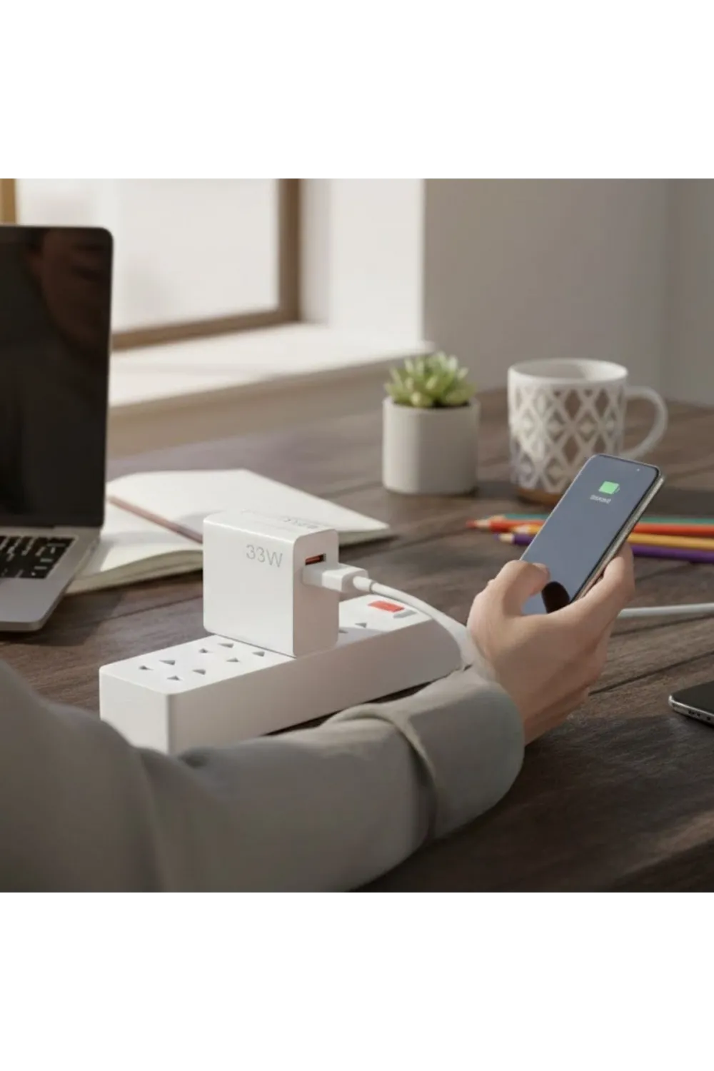 33W Hızlı Şarj Adaptörü – Type-C Kablolu, USB Çıkışlı, Akıllı Şarj Destekli Duvar Tipi Şarj Cihazı