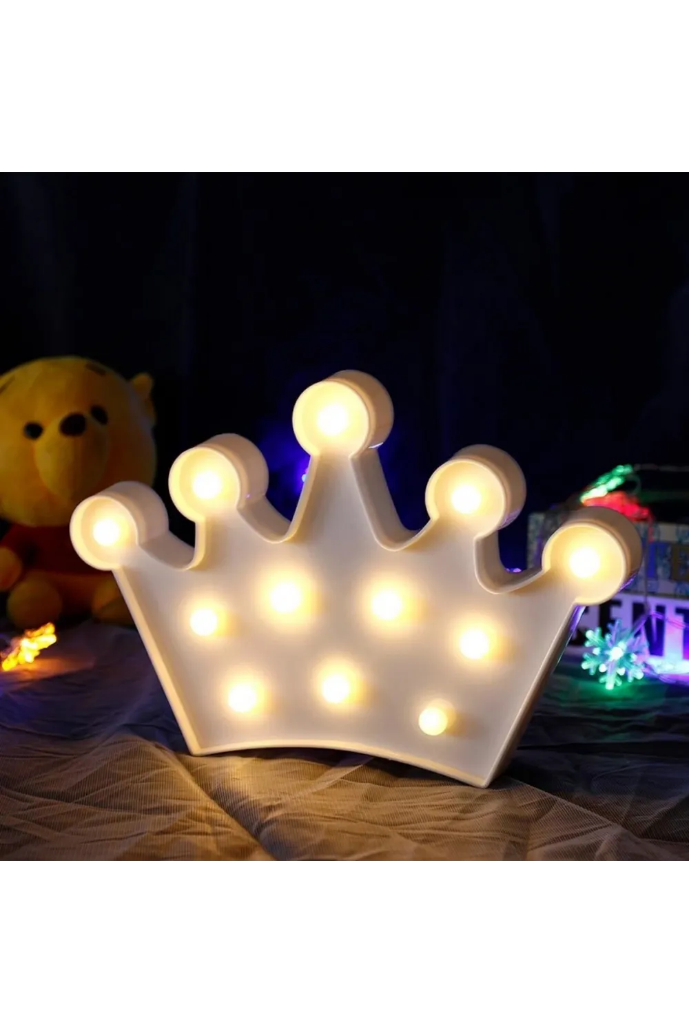 3D Dekoratif Pilli Kraliçe Tacı Model Led Masa ve Gece Lambası