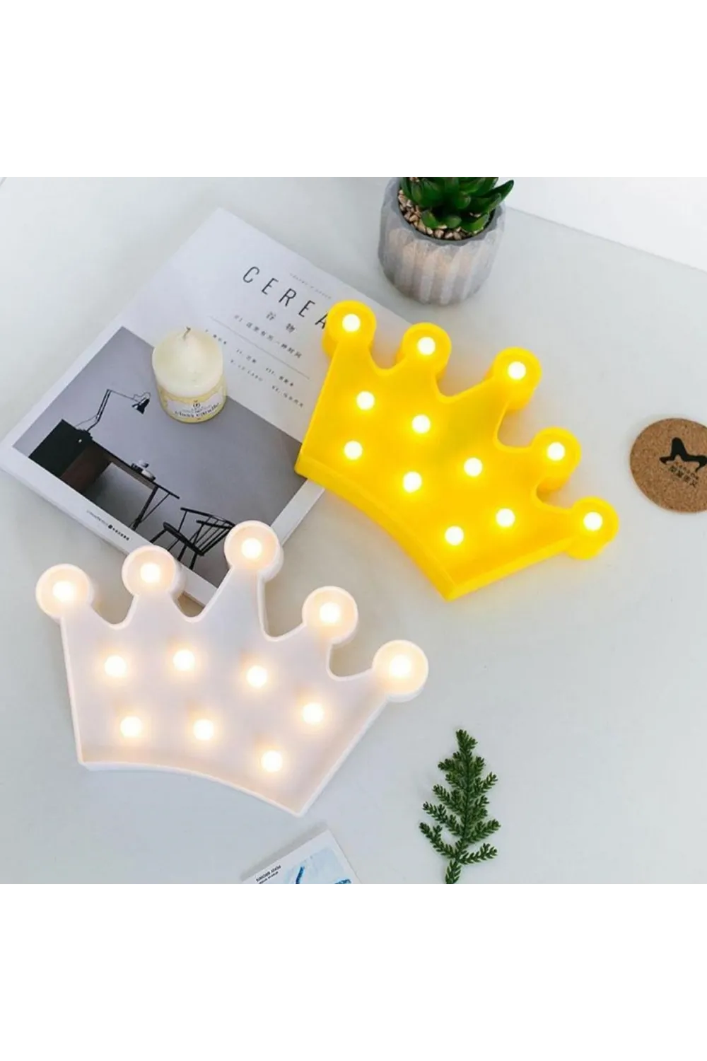 3D Dekoratif Pilli Kraliçe Tacı Model Led Masa ve Gece Lambası