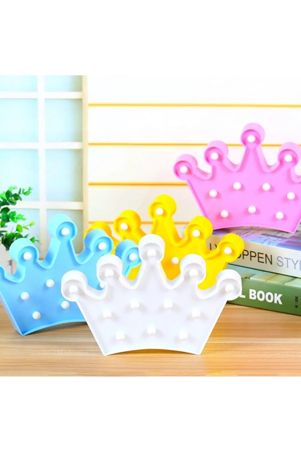 3D Dekoratif Pilli Kraliçe Tacı Model Led Masa ve Gece Lambası