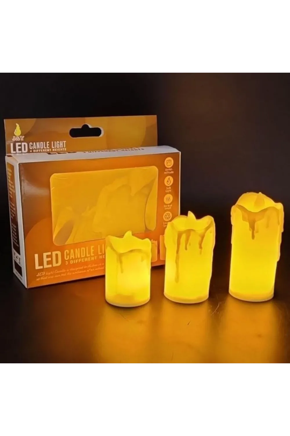 3’lü Pilli Dekoratif LED Mum Işıkları – Gerçek Alev Efektli