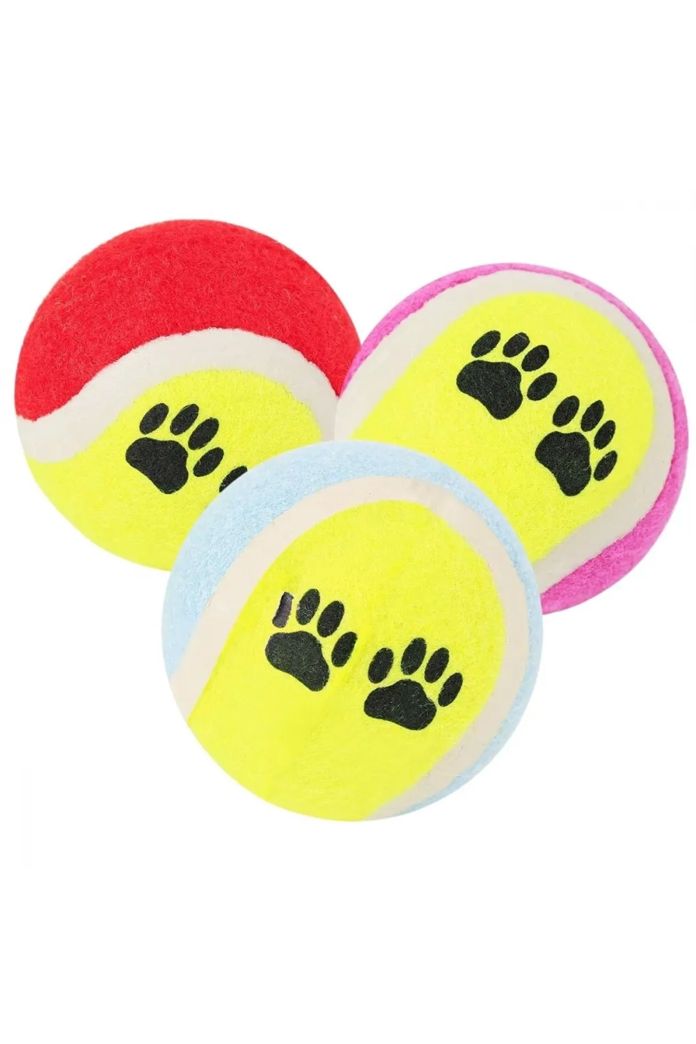 3lü Renkli Desenli Tenis Topu Kedi Köpek Oyuncağı